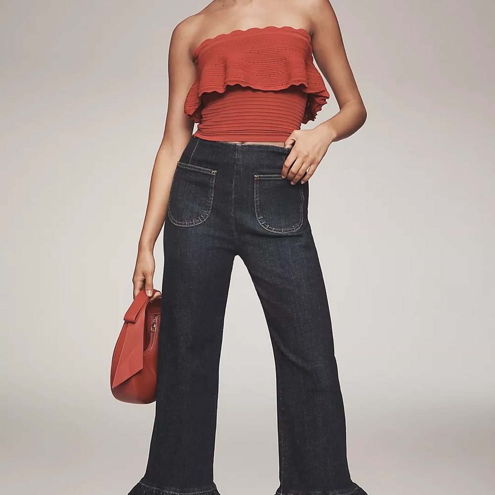 Anthropologie Maeve Colette Denim Ruffle Jeans 28